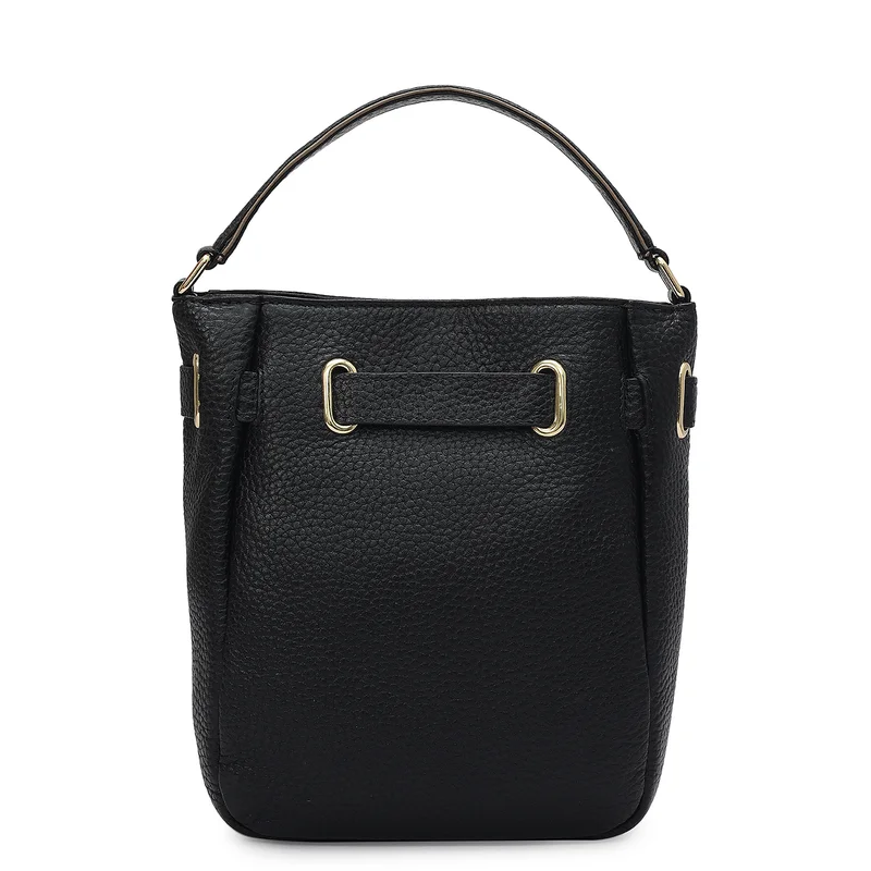 Da Milano Black Small Wax Leather Satchel - Black for Women | Best Price UAE